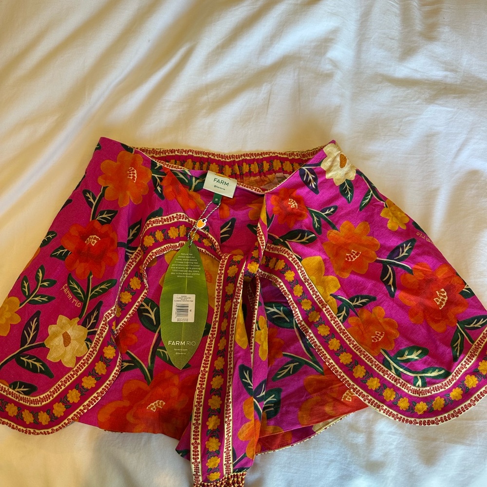 FARM Rio Pink and Orange High Waist Shorts - Picture 4 of 4